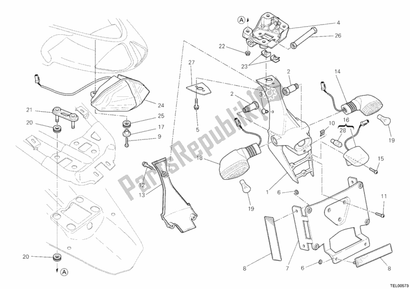 All parts for the Taillight of the Ducati Superbike 848 EVO Corse SE USA 2012